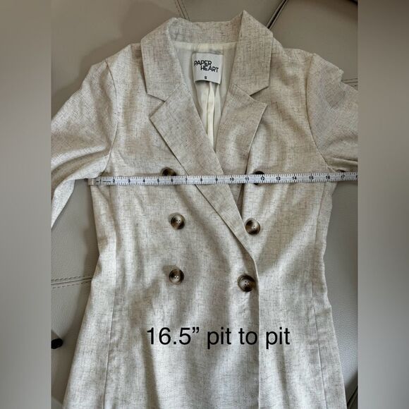 Paper Heart Lightweight Double Breasted Cotton/Linen Blazer Size Small - Picture 5 of 7